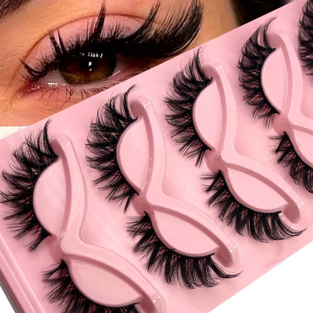 5 Pairs Faux Mink Lashes Fluffy Wispy Lashes Natural Look 3D False Eyelashes❥