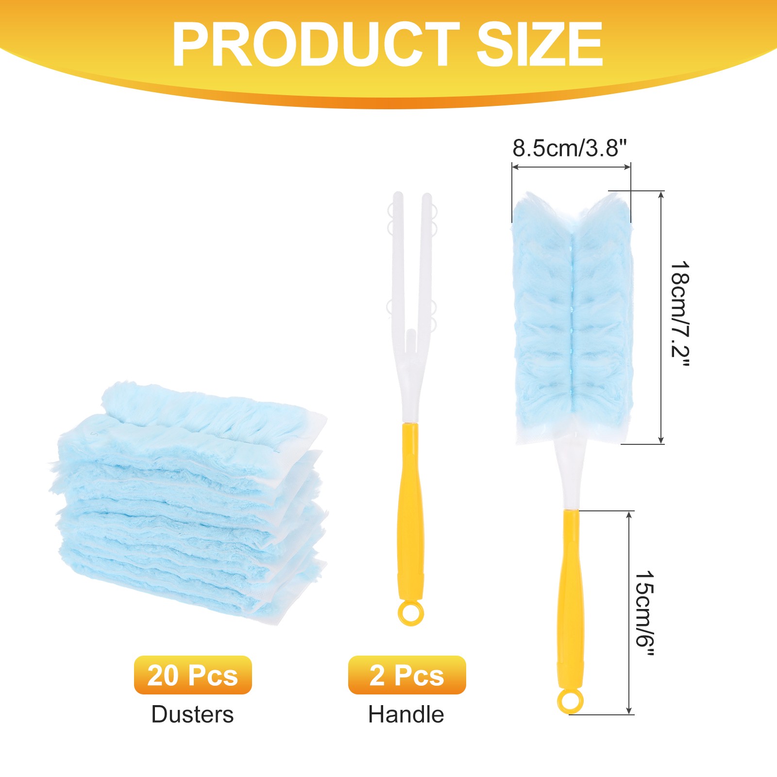 2 Count Yellow Handle Refill, with 20 Blue Dusters