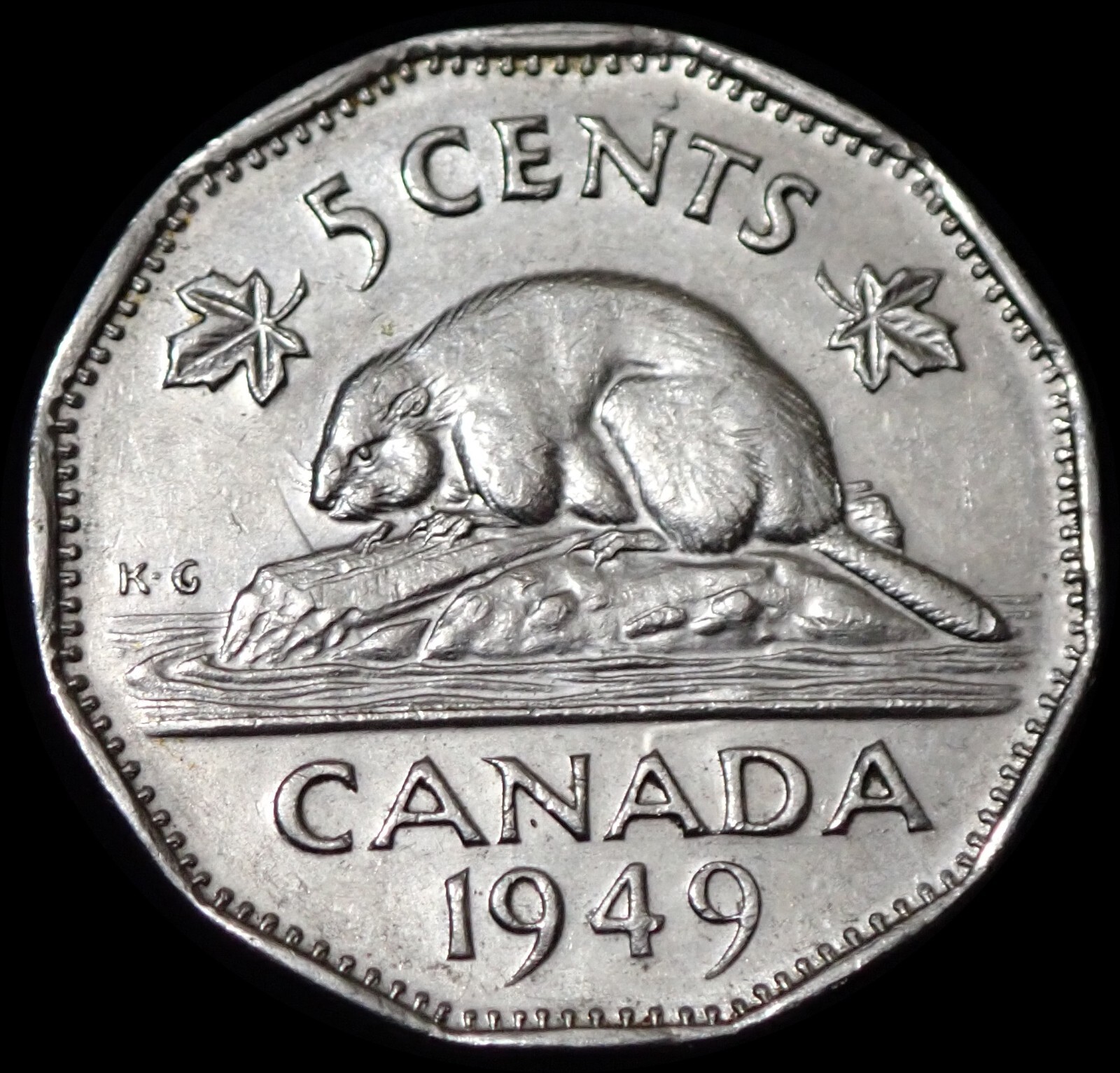 Canada 5 Cents 1949 George VI Nickel Coin WCA 7548