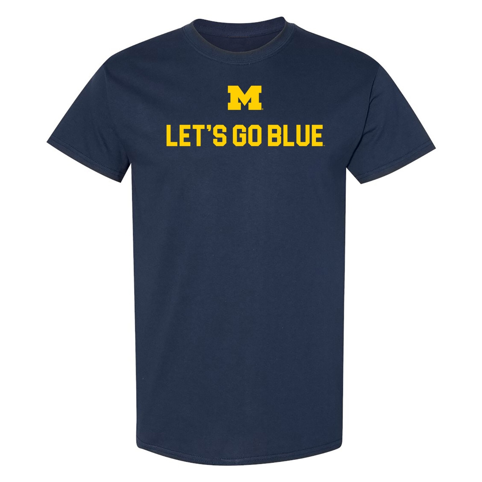 Michigan Wolverines Let's Go Blue, Team Color T Shirt - Navy