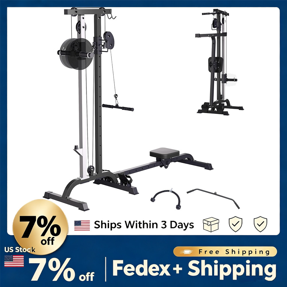 Foldable 2-in-1 Rowing Cable Machine, Adjustable LAT Pulldown Low Row Home Gym