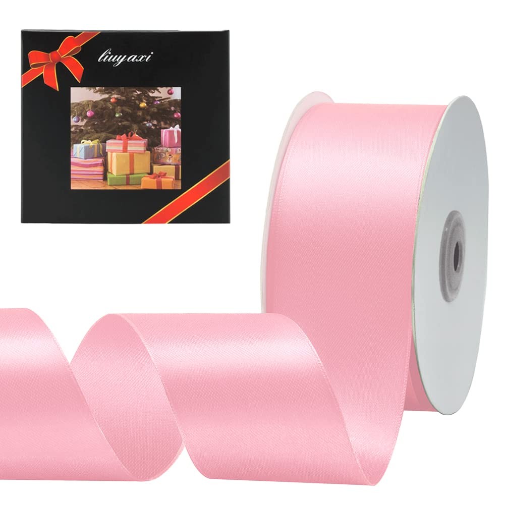 Solid Color Double Faced Pink Satin Ribbon 2" X 50 Yards, x 50