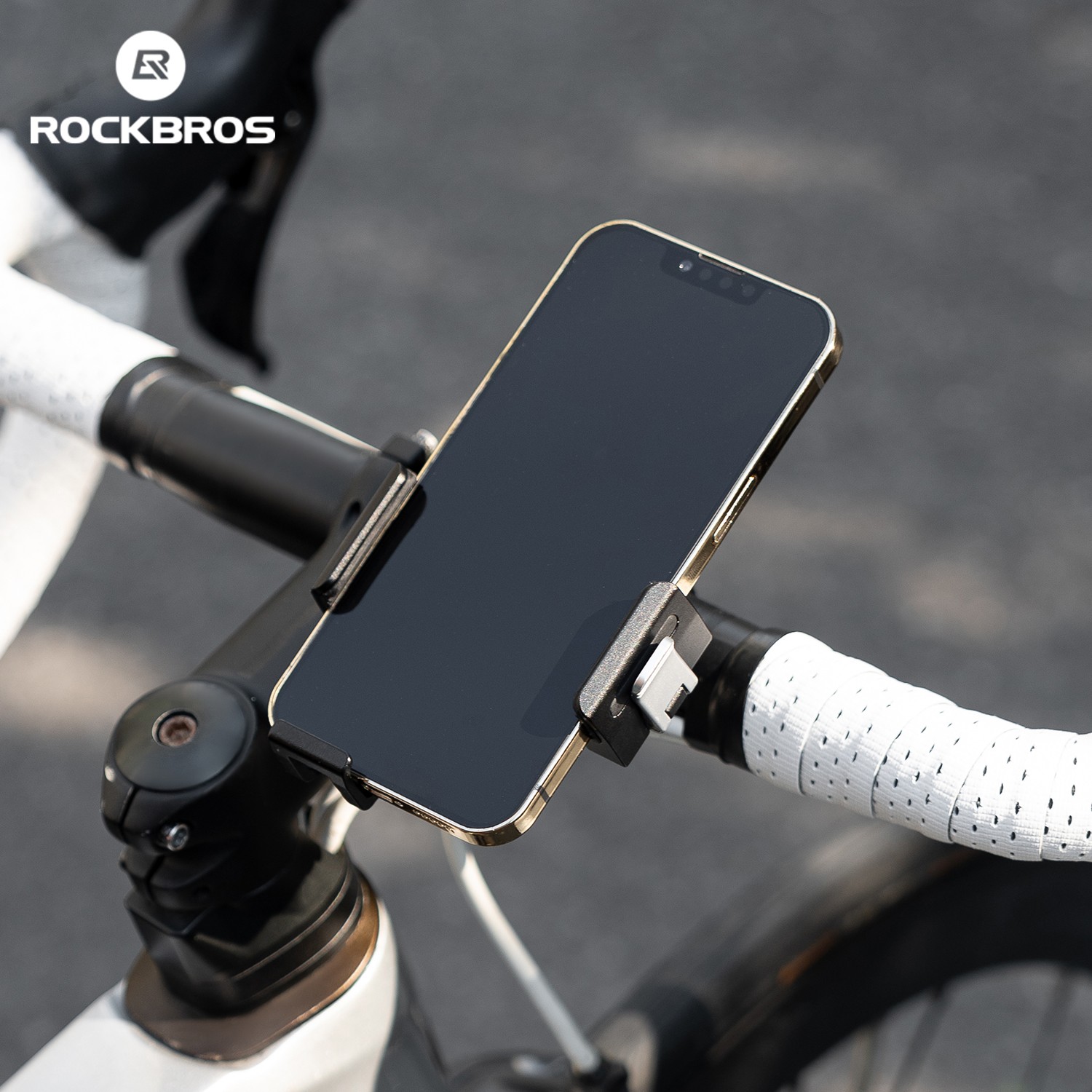 ROCKBROS Anti-Shake Bike Phone Mount Aluminum Alloy Quick Release 360°Waterproof