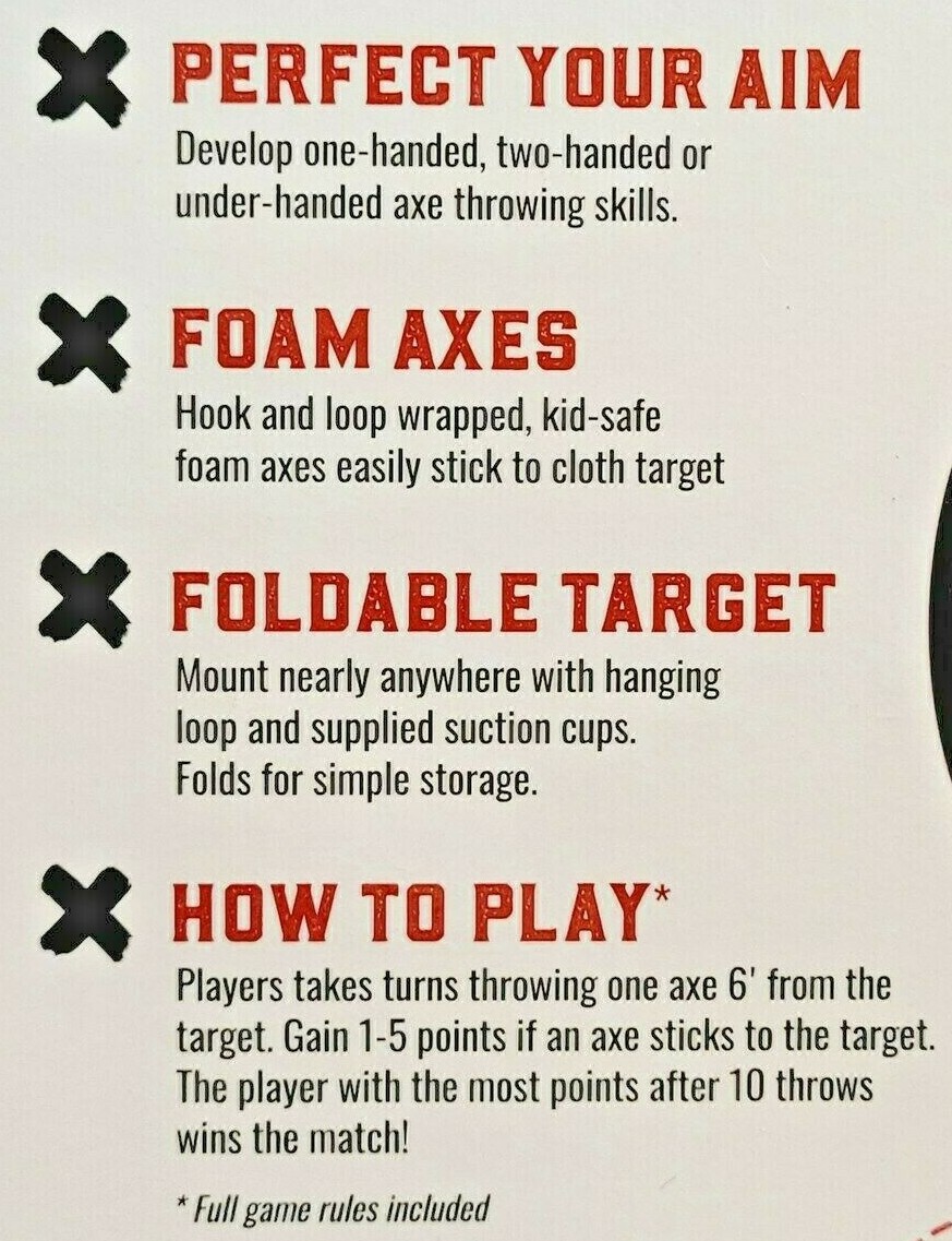 Foam Axe Throwing Toss Indoor Game Includes 2 Lightweight Axes & Target Tomahawk