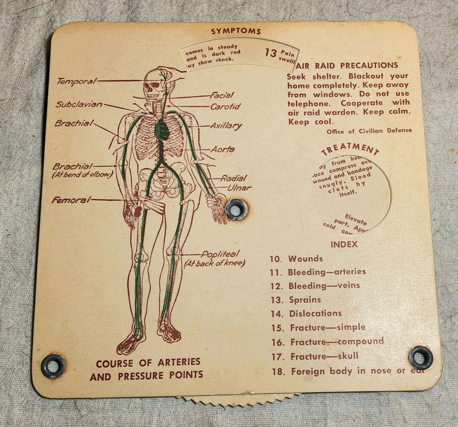 1942 FIRST AIDIAL SPIN WHEEL MODERN HOME PHYSICIAN TOOL COMPLETE SET WISE & CO.