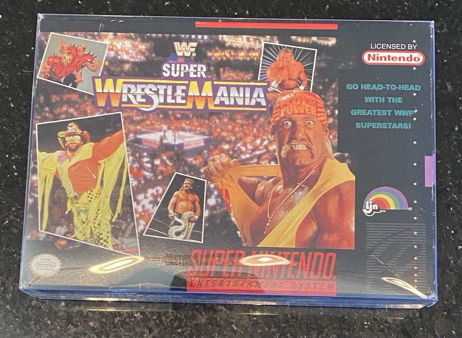 WWF Super Wrestlemania SNES Super Nintendo Box & Manual WWE w/ Protective Case