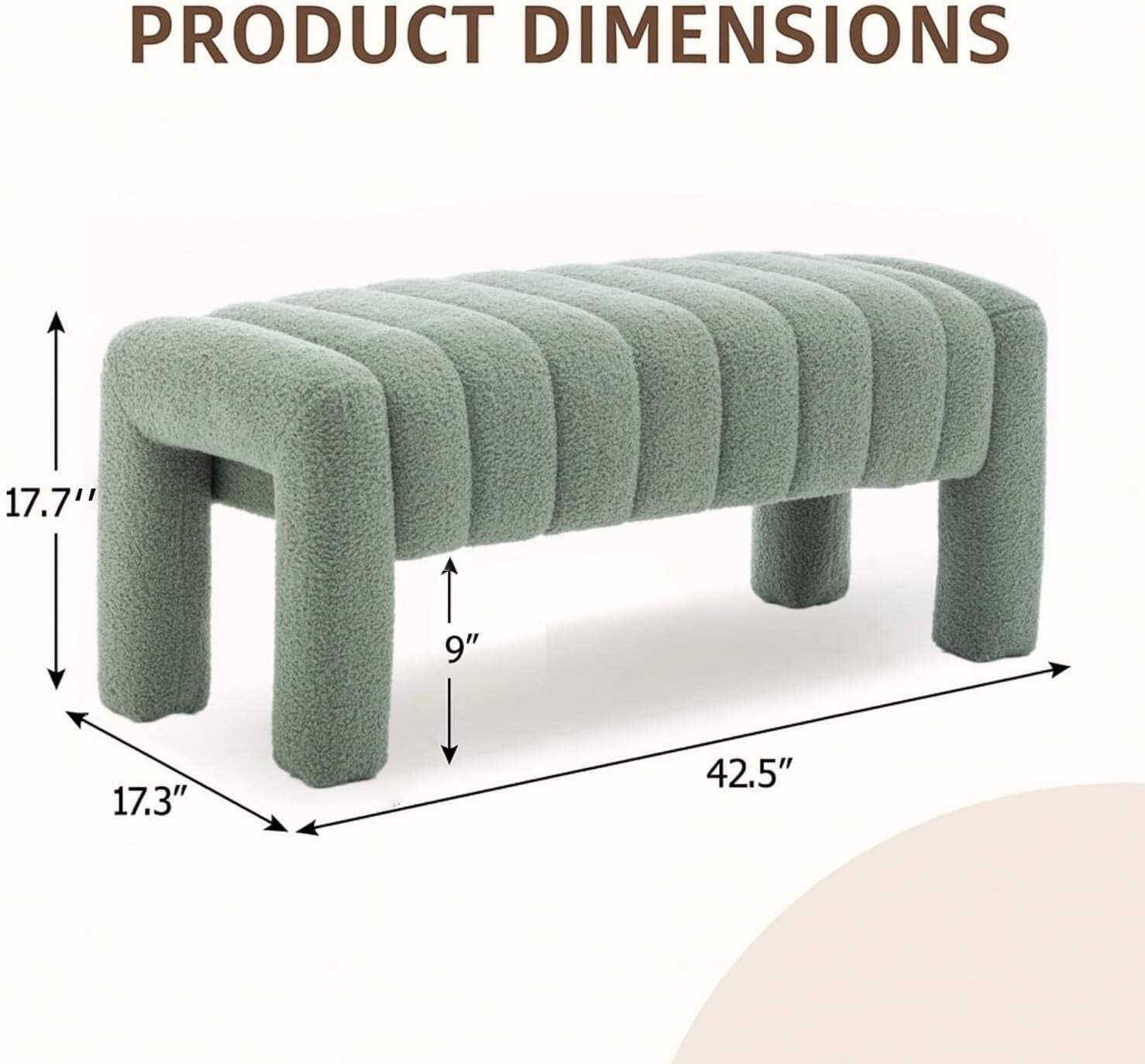 42.5 Inches Upholstered Ottoman Bench Boucle Fabric
