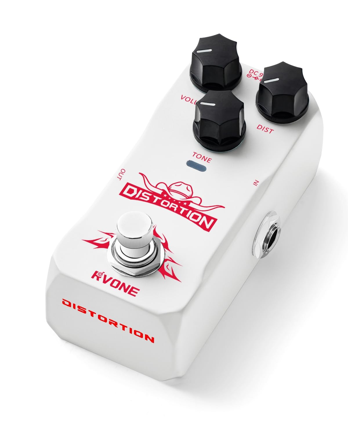 RVONE High Gain Distortion Pedal for Electric Guitar, Aluminum Guitar White