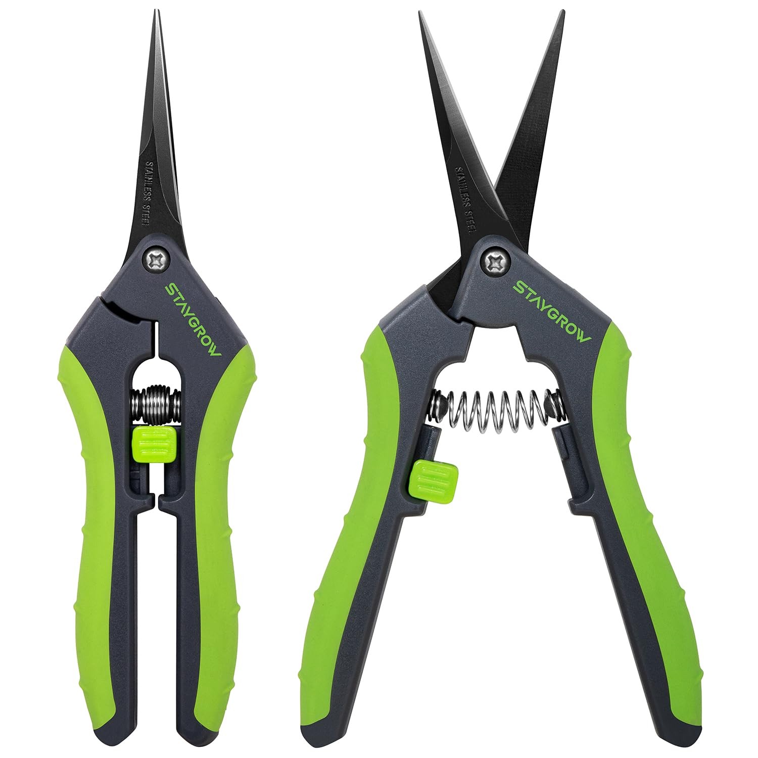 STAYGROW 2pcs 6.5" Pruning Shears for Straight & Curved, Green