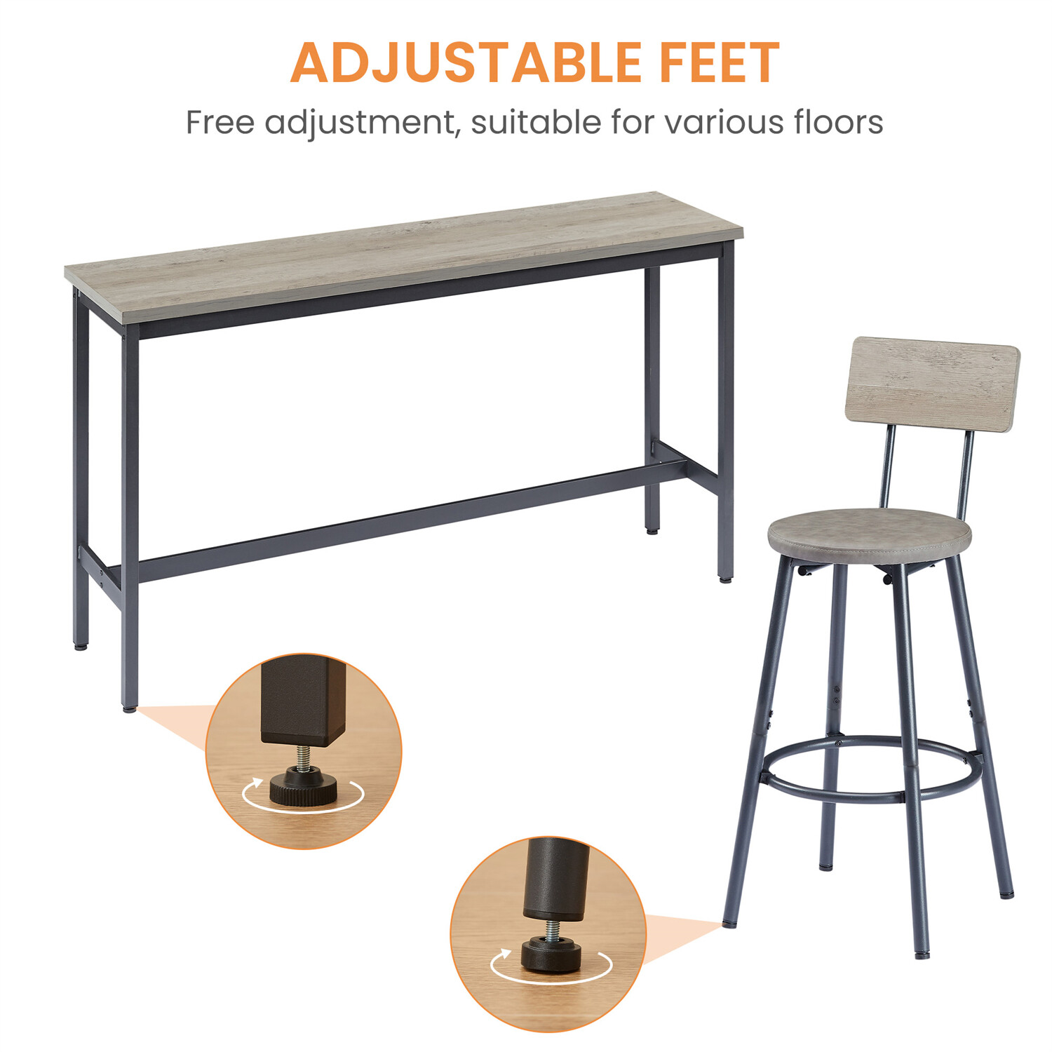 4 Piece Bar Table Set Counter Height Kitchen Pub Table with 3 PU Stools