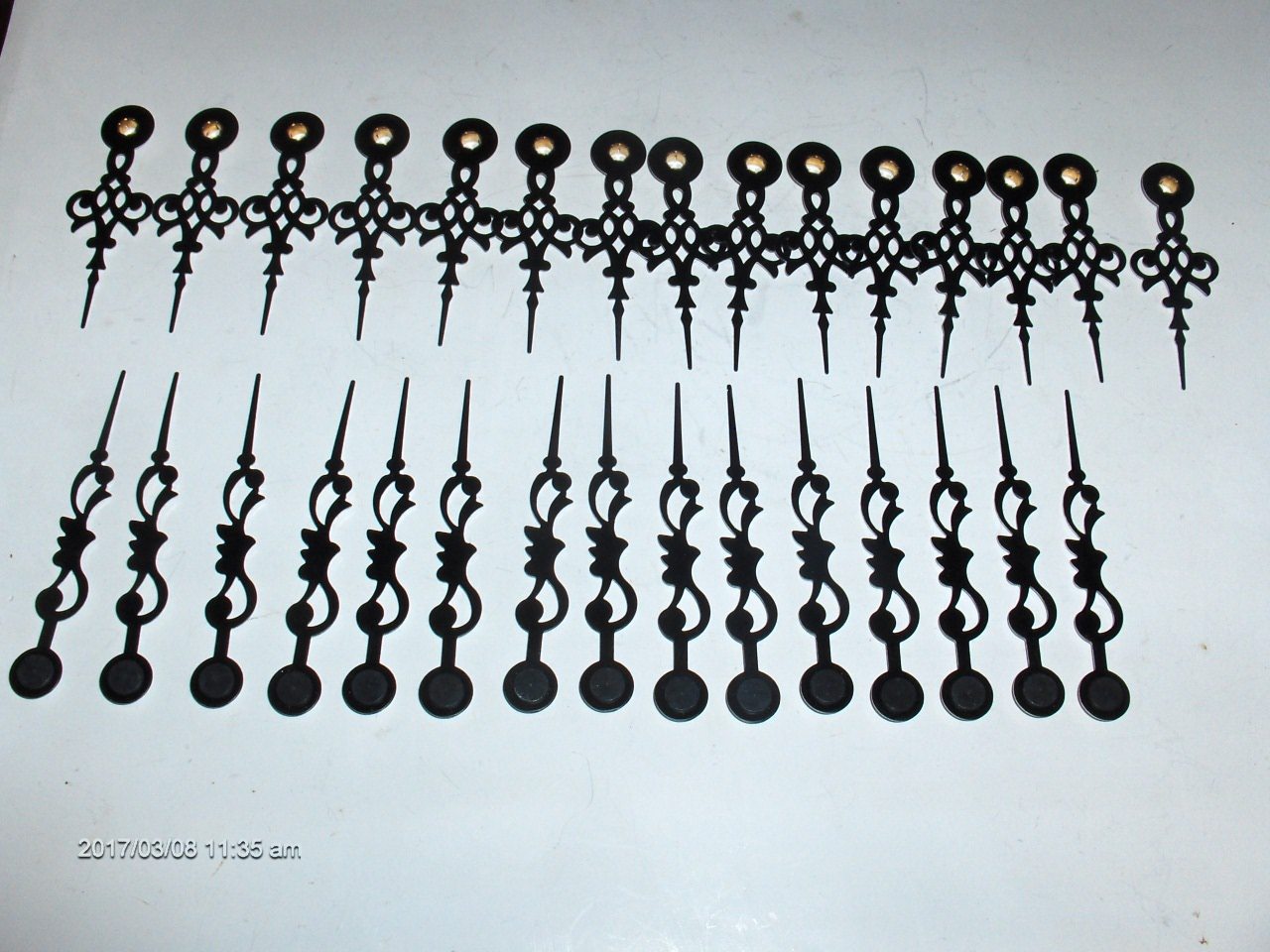 15 Pair Aluminum Clock Hands 3 1/8" Special .194"Hour & .113" Minute Holes,Round