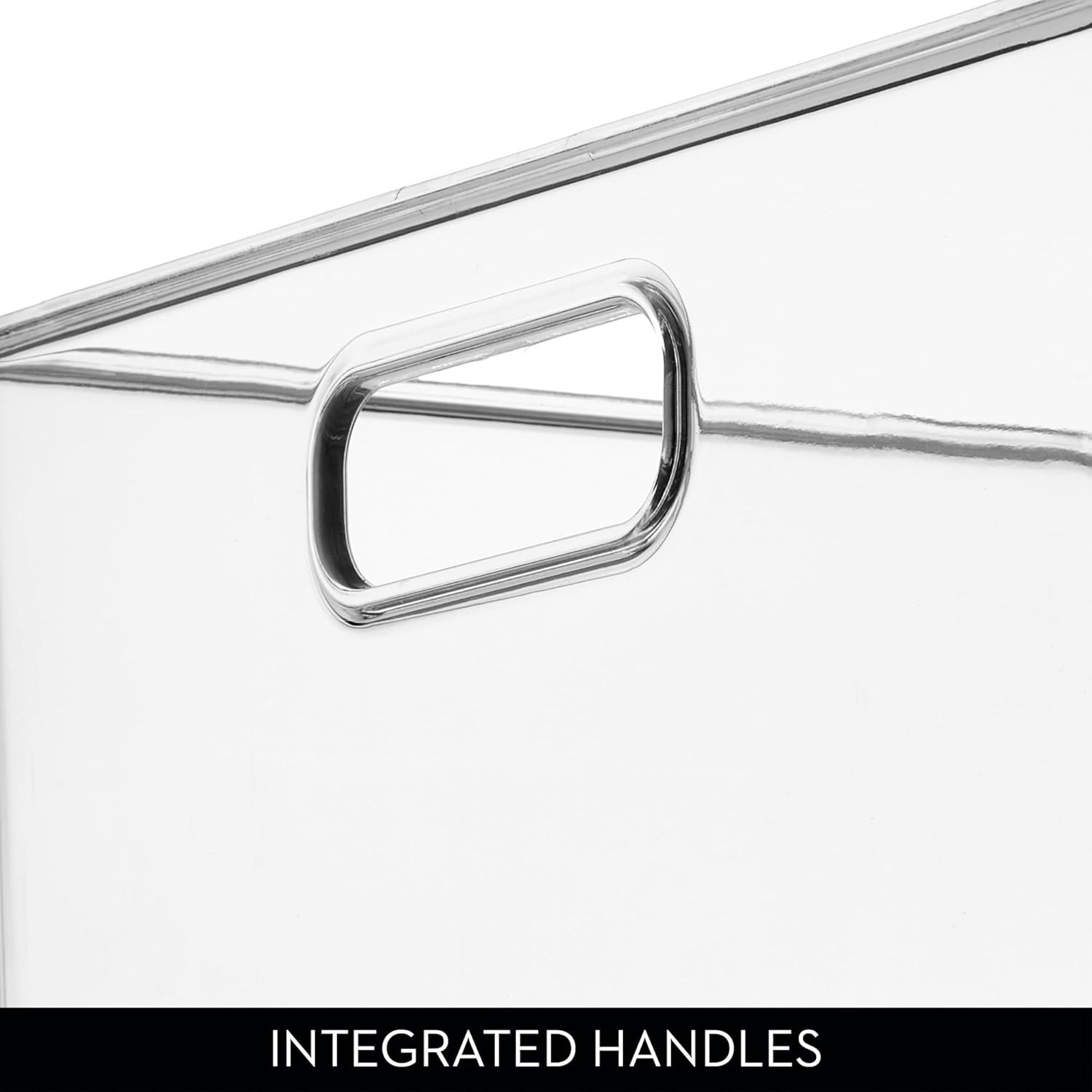 Recycled Plastic Stackable Storage Bin W/ Handles Clear