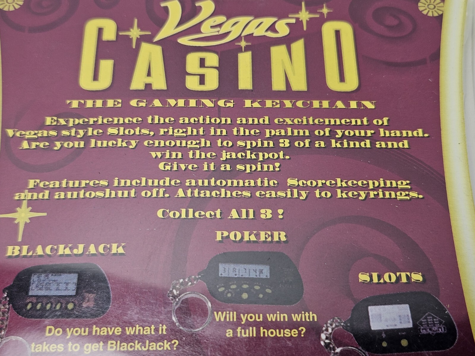 Las Vegas Casinos Slots Electronic Gaming Keychain Handheld Manley Toy Quest