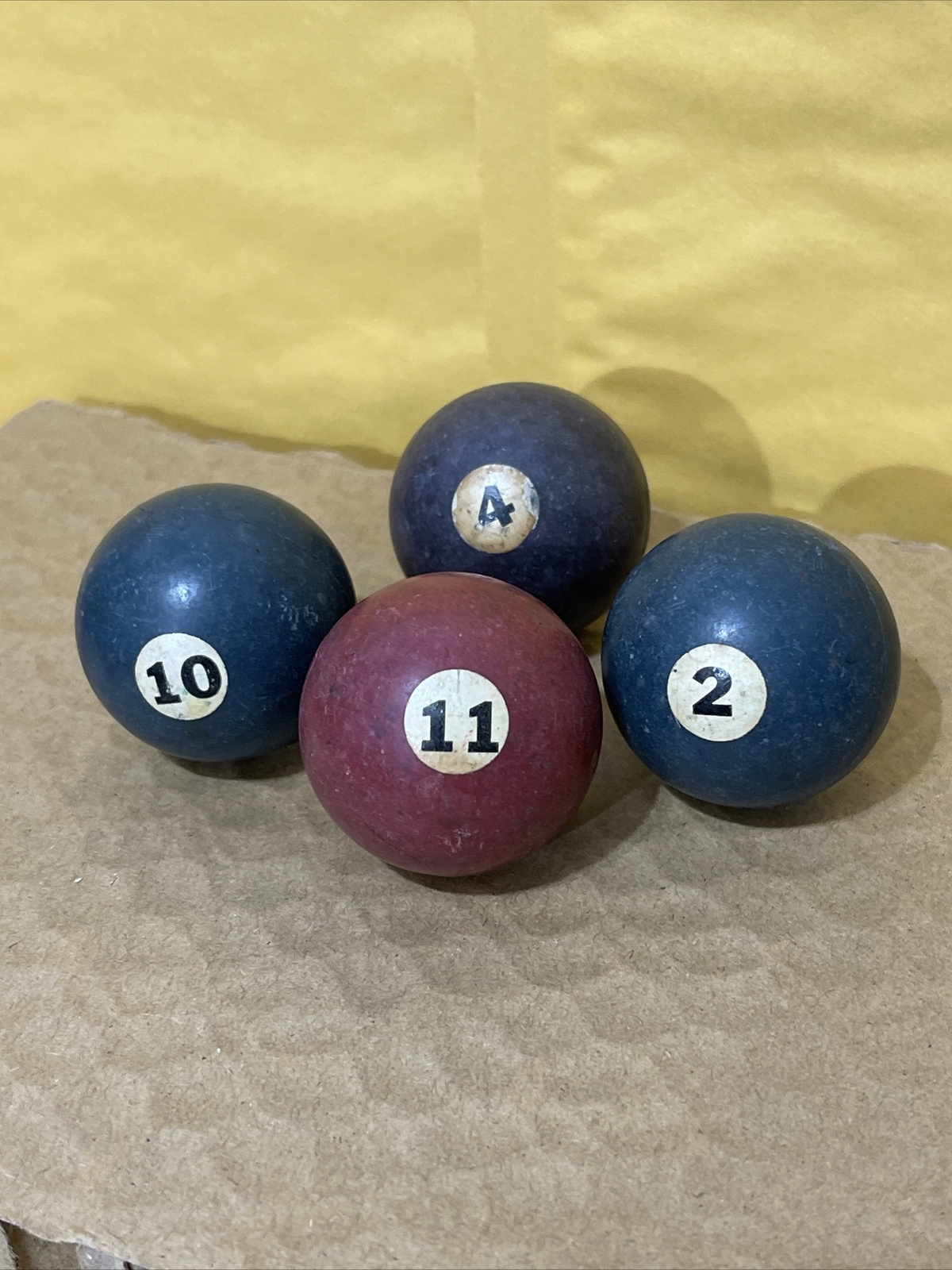 Mini Pool Balls Solid 1.5" Diameter Miniature Replacement ‘s VTG #’s 2,4,10,11