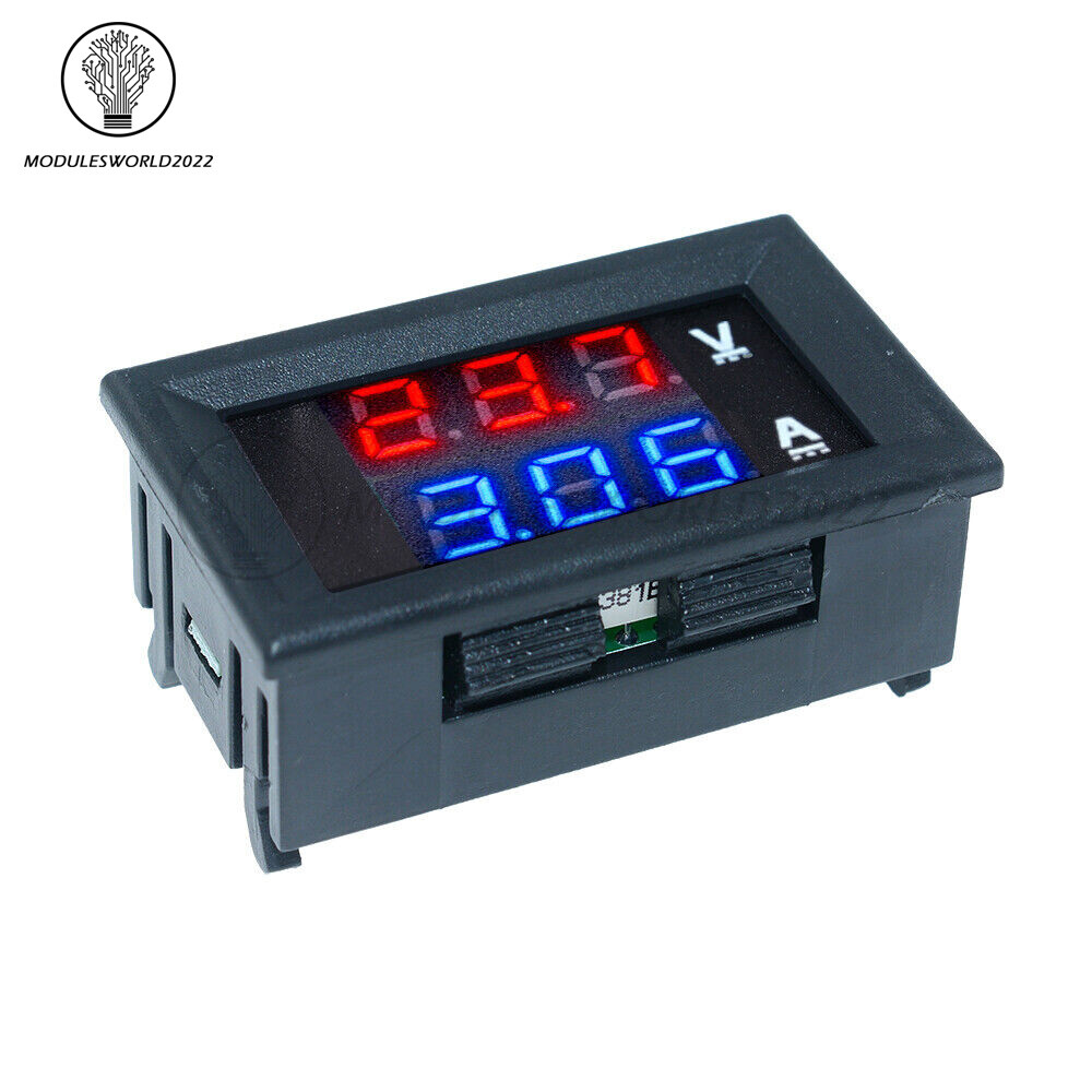 DC100V 10A Blue+Red LED Dual Digital Amp Voltmeter Ammeter+Red LED Voltage Meter