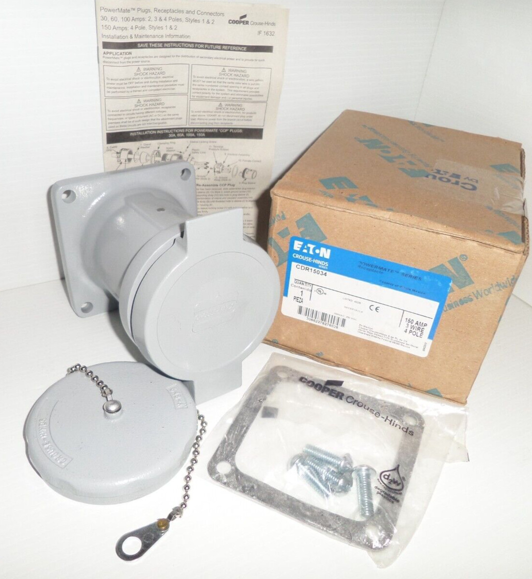 ⭐NEW IN BOX⭐Eaton CROUSE HINDS CDR15034 150-Amp 3W4P 150A 600V RECEPTACLE🔴USA🔵