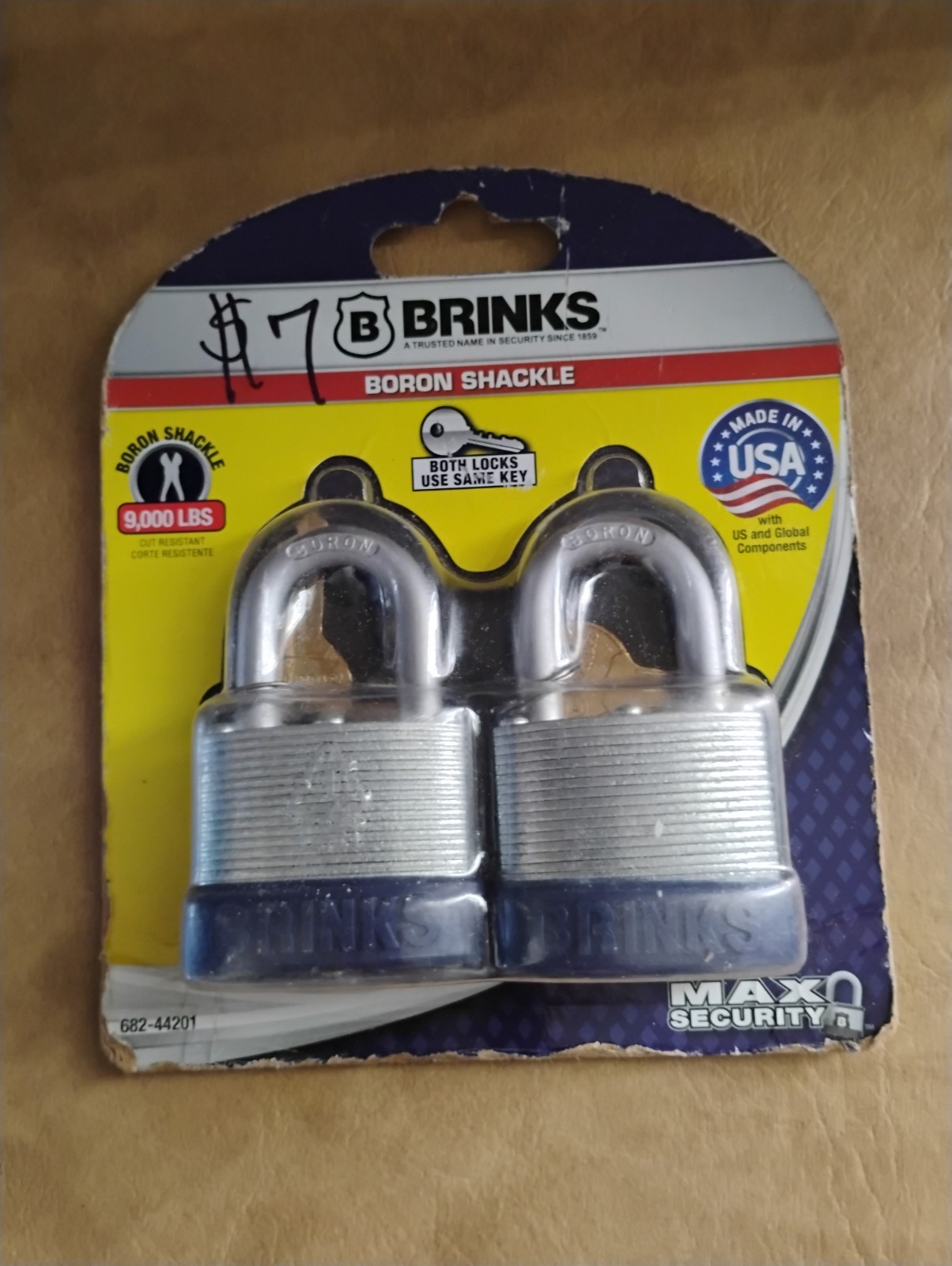 Brinks Boron Steel Shackle 2 Pack Keyed Padlocks 162-51291 Promax Security NEW