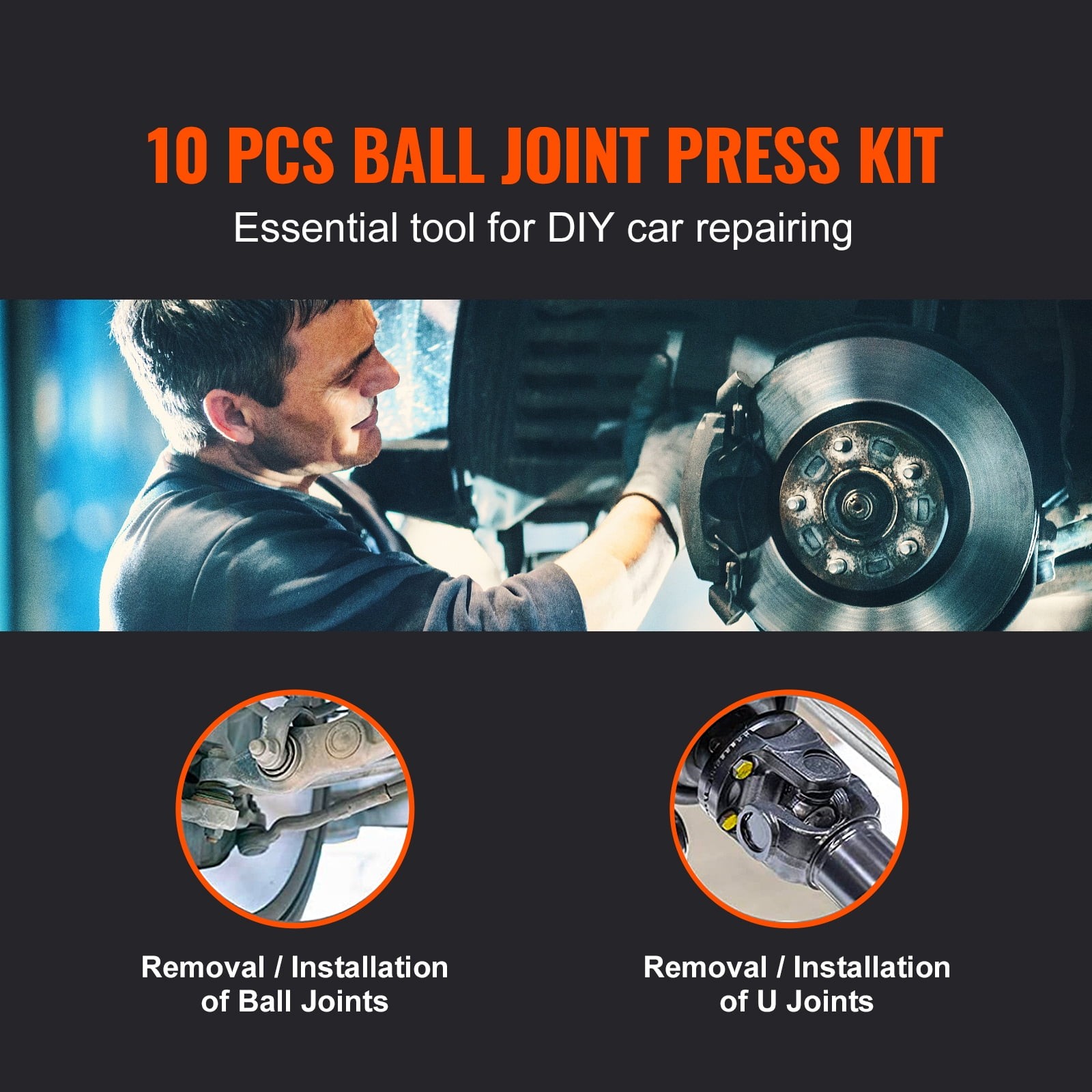 KFFKFF 10-Piece Ball Joint Press Kit C-Press Tool Set Removal Installation Case