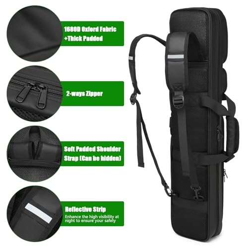 Pool Cue Case - 4x4 Padded Pool Cue Bag - Holds 4 Butts and 4 Shafts, black-1