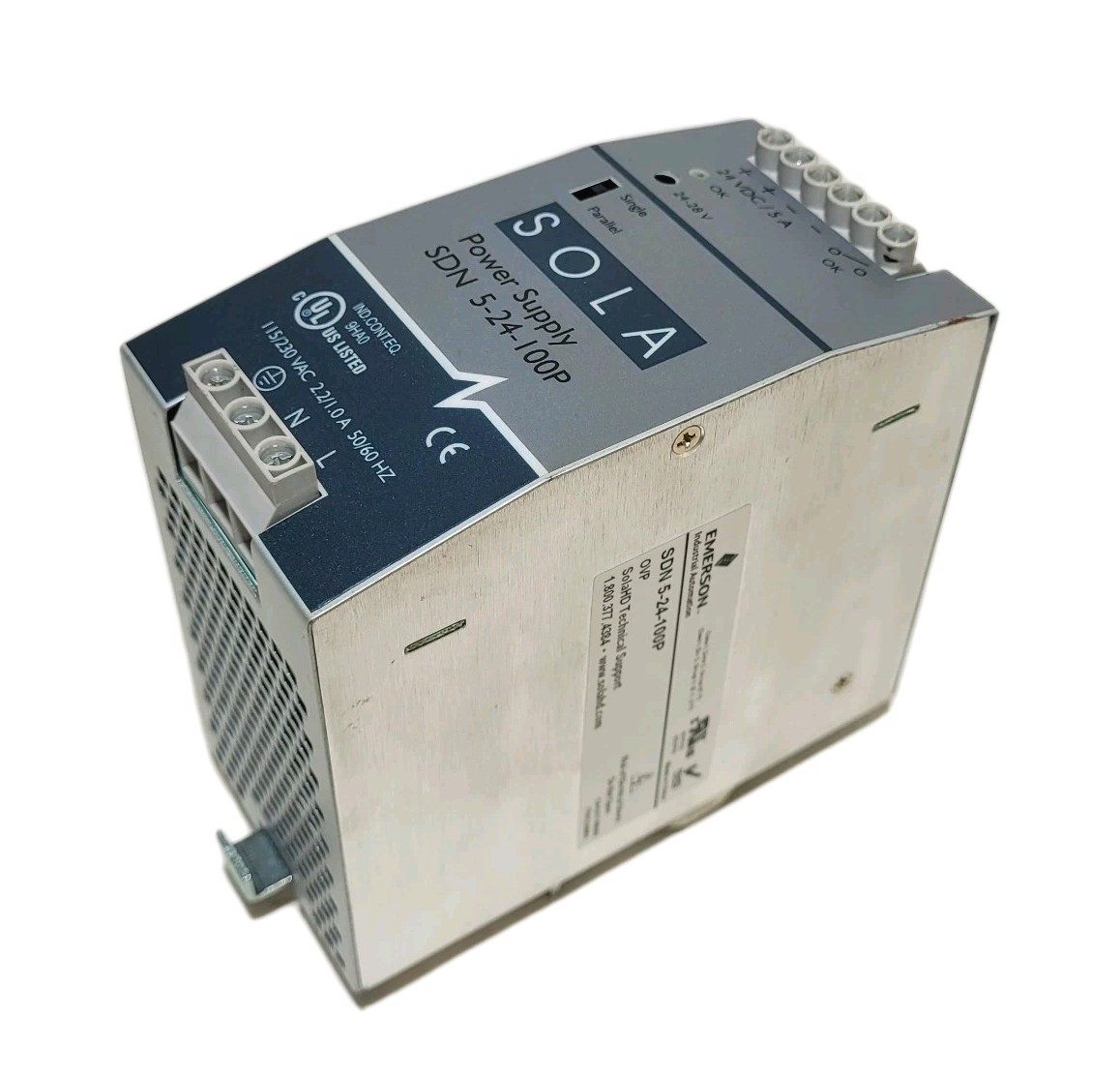 Sola SDN 5-24-100P Power Supply 115/230VAC 2.2/1.0A 50/60HZ