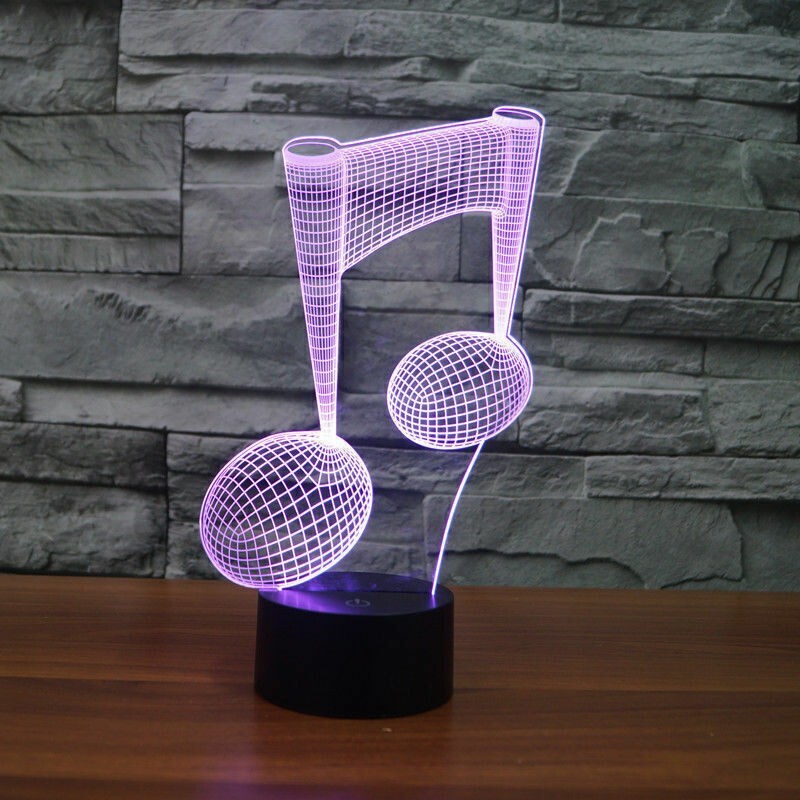 1 pcsHome Decor Music Note 3D LED Night Lights 7-Color Acrylic Visual Touch Lamp