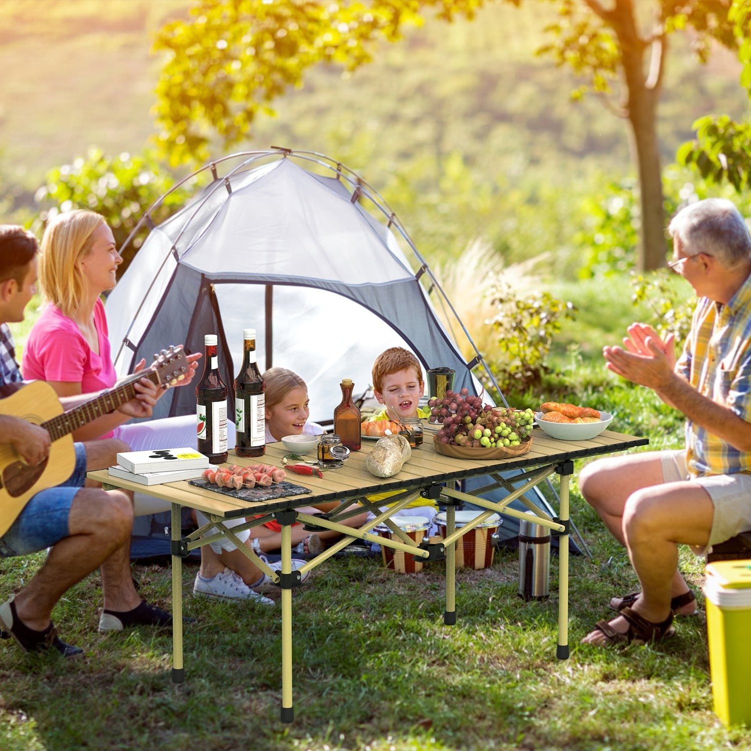 Folding Camping Table Portable Lightweight Carbon Steel Roll-up Picnic LARGE