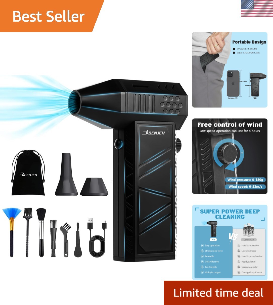 Lightweight 150,000 RPM Air Blower - Ultimate Cleaning Tool for Cars & Outdoors