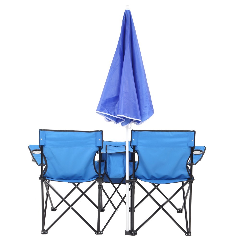 ❄️FREE SHIPPING!❄️2 Foldable Outdoor Chairs & Umbrellas 4 Camping or Tailgating!