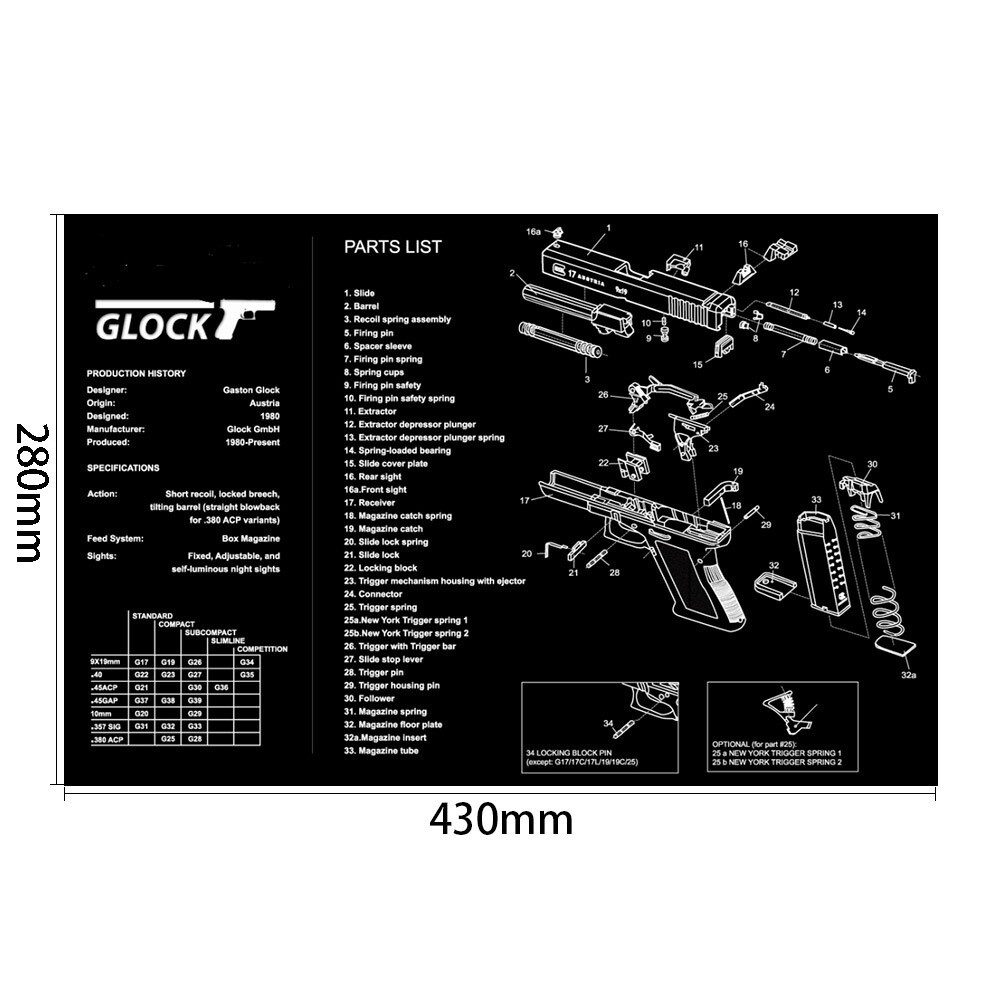 For Glock Gun Bench Mat Cleaning Mat Armorers Bench Mat Gaming Mouse Mat 17"X11"