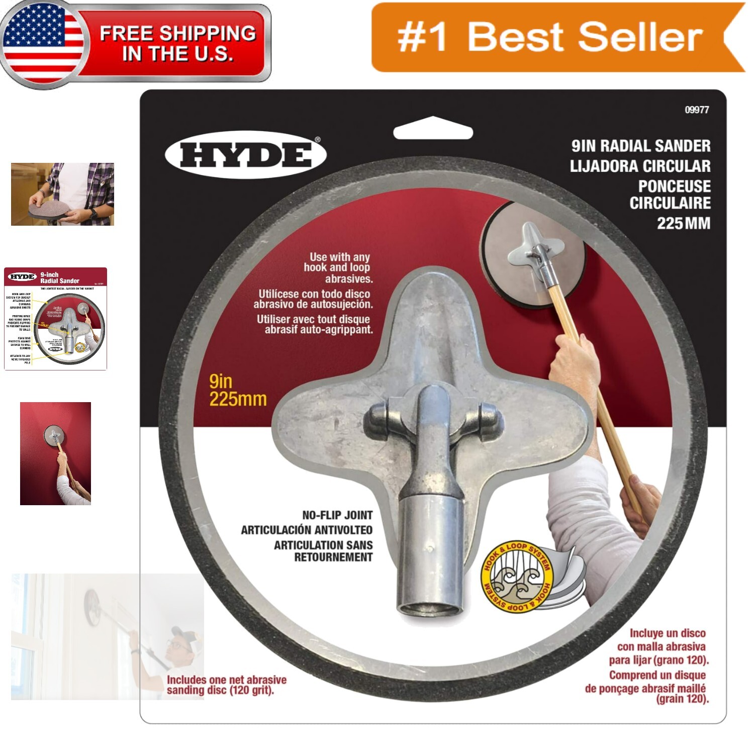 Lightweight Electric Radial Sander with Pivoting Hinge - 9" Precision Finish