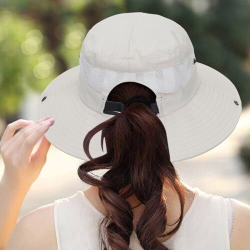 Womens Summer Sun Hat Beach Hat Wide Brim Outdoor UV Medium Solid Beige