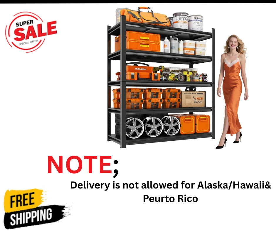 72" H Garage Shelving Unit | Heavy Duty 5-Tier Steel | 3000LB Capacity