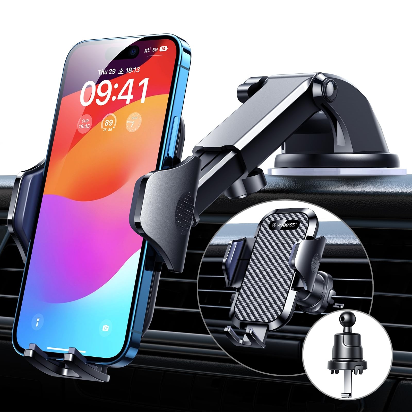 VANMASS Car Phone Holder 2026 Ultimate ONE_SIZE_FITS_ALL, Black
