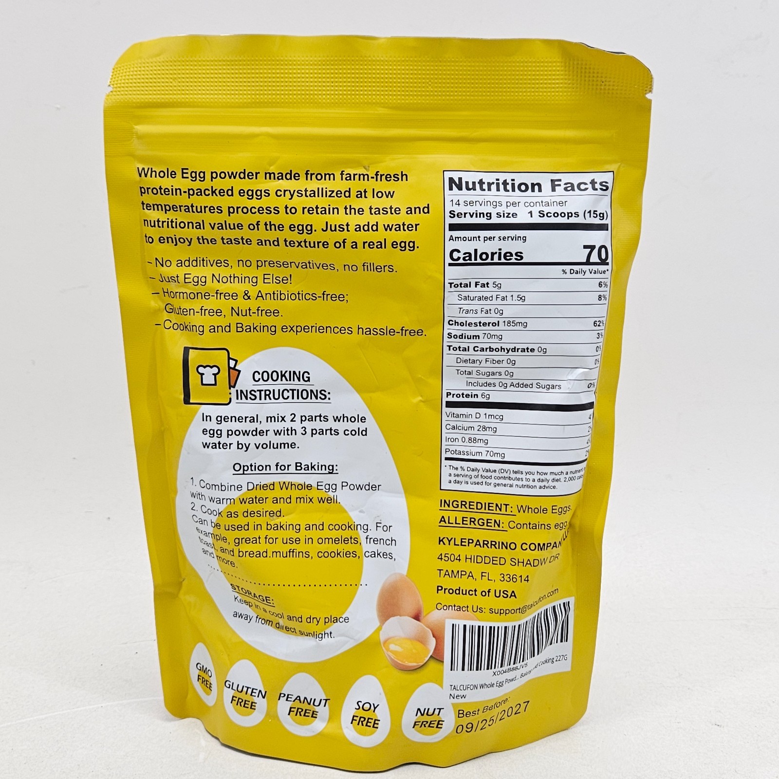 3 pack Whole Egg Powder Pasteurized Premium Dried 8 oz for Baking and Cooking