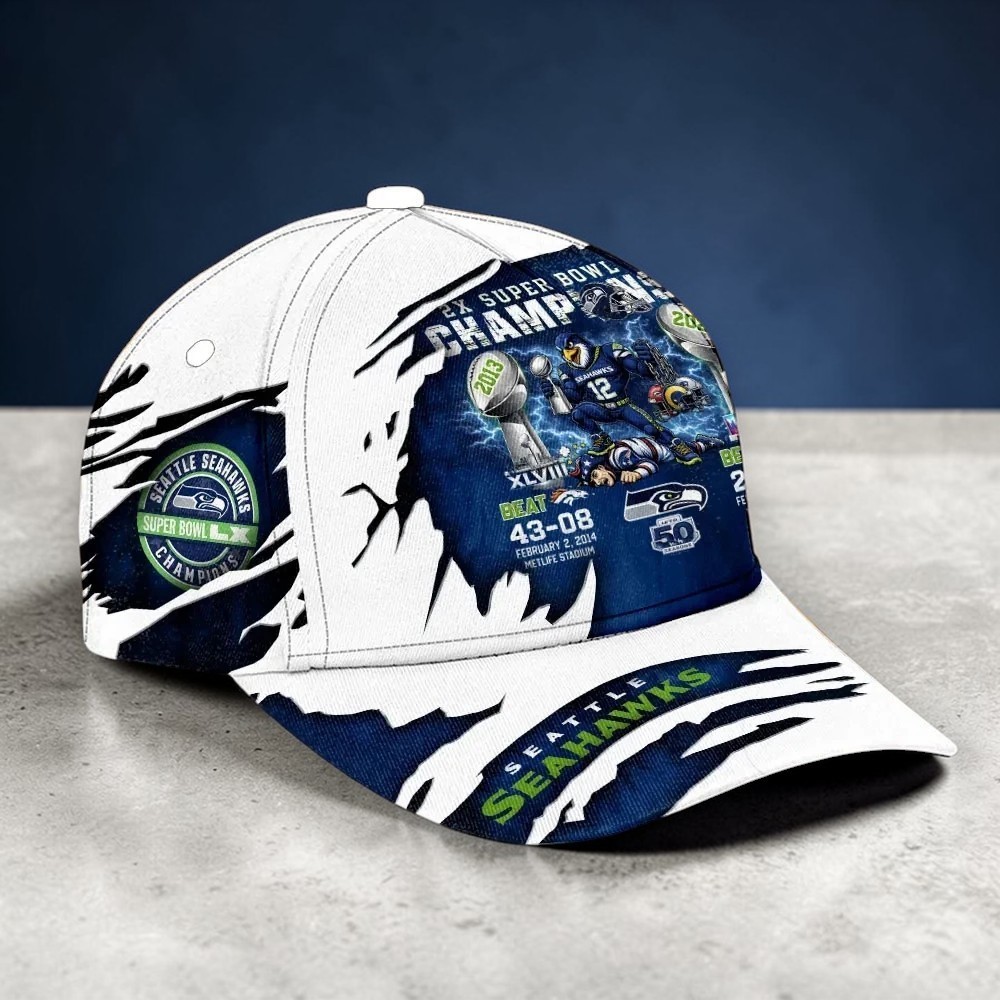Seahawks 2025 Super Bowl LX Champions Classic Cap