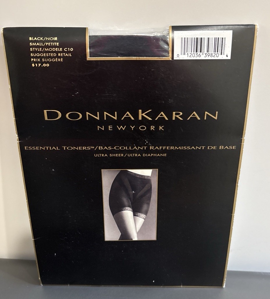 Donna Karan New York 1997 Vintage Pantyhose Essential Toners DK Black Small C10