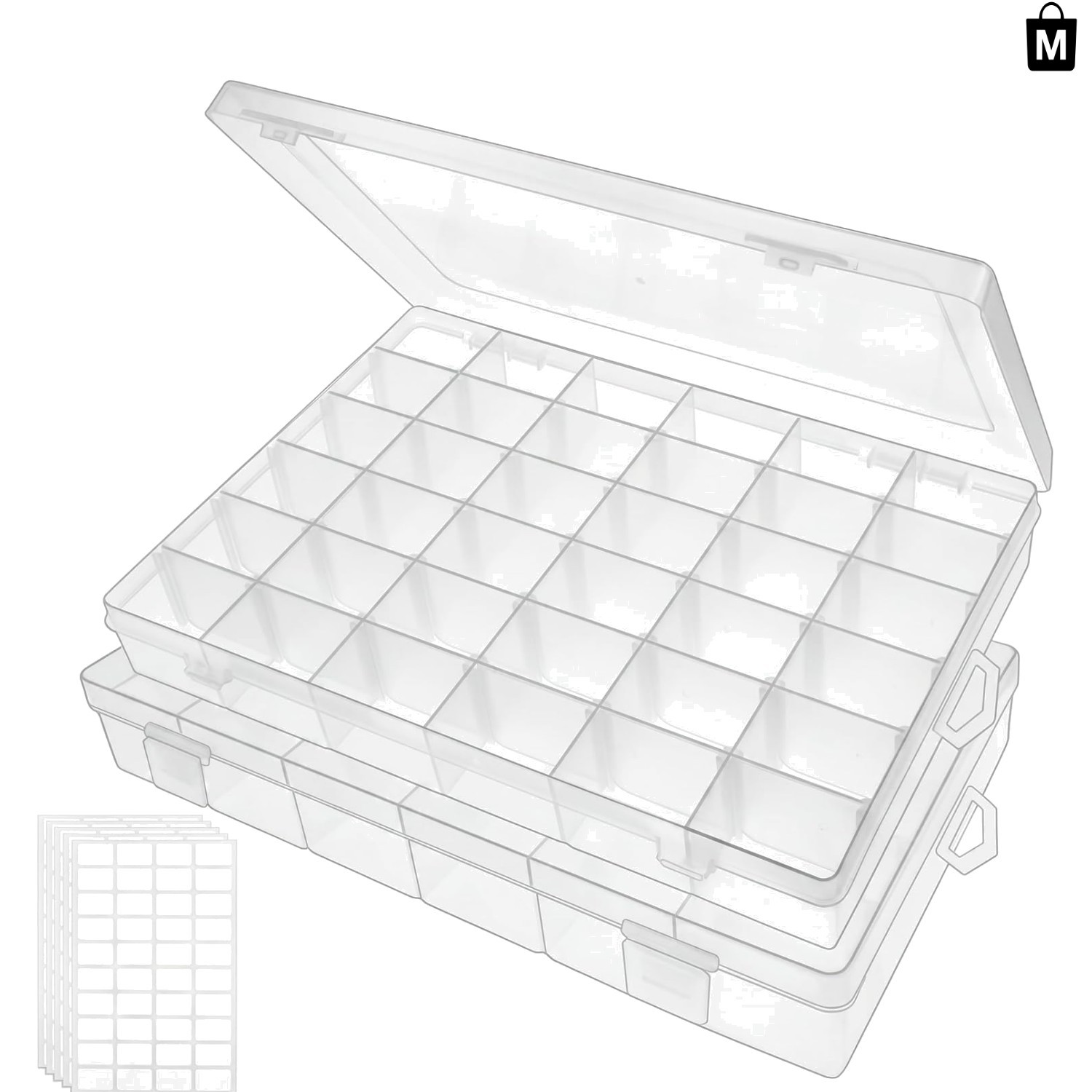 Adjustable 36 Grid Jewelry Storage Box - 2 Pack for Crafts and Accessories