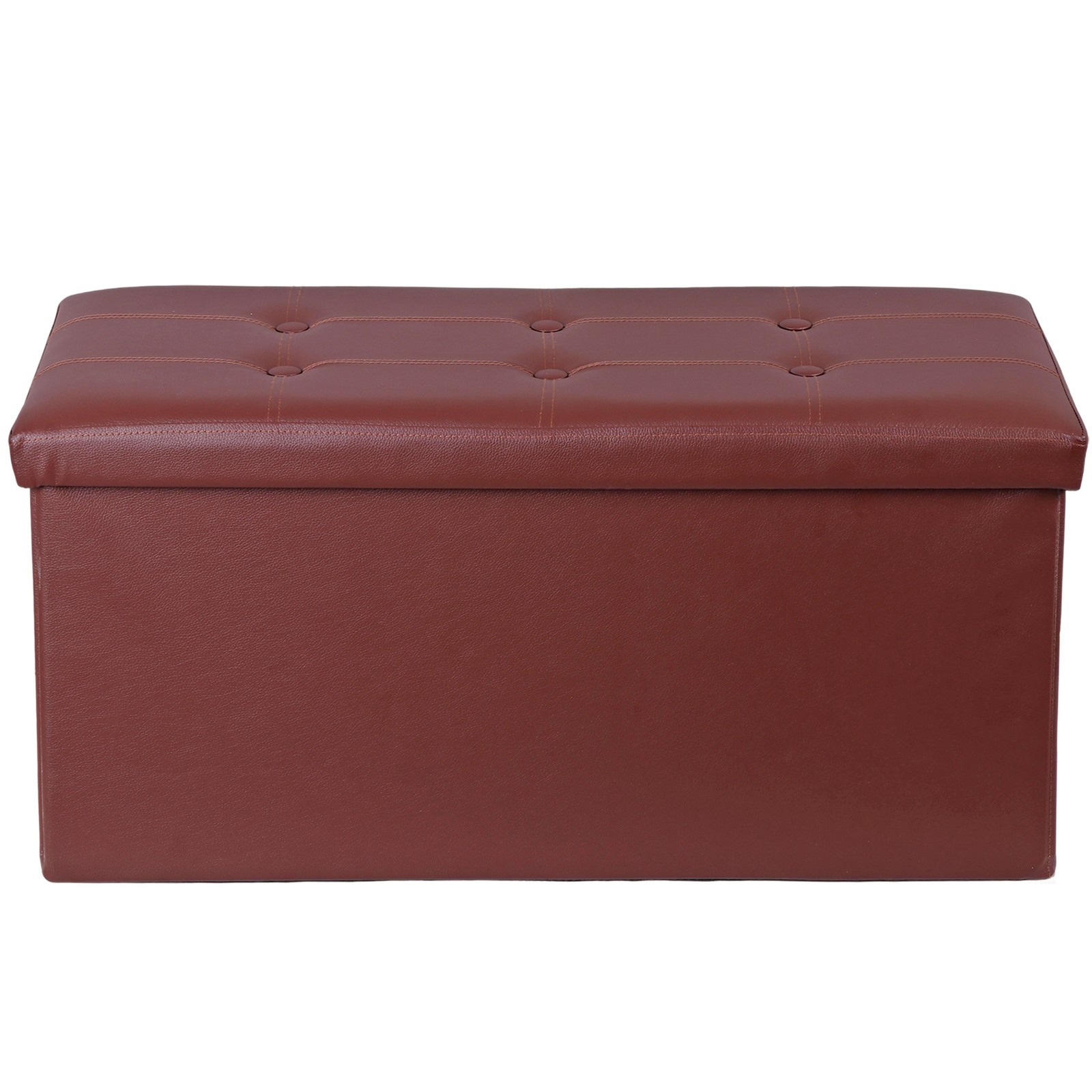 Brown Sturdy Ottomans Foot Bench Foldable Storage Footstools Spacious Organizer