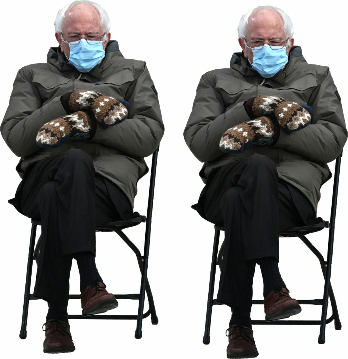 (2 Pack!) Bernie Sanders Mittens Meme Sticker Inauguration 2021 Car Truck 4"x2"