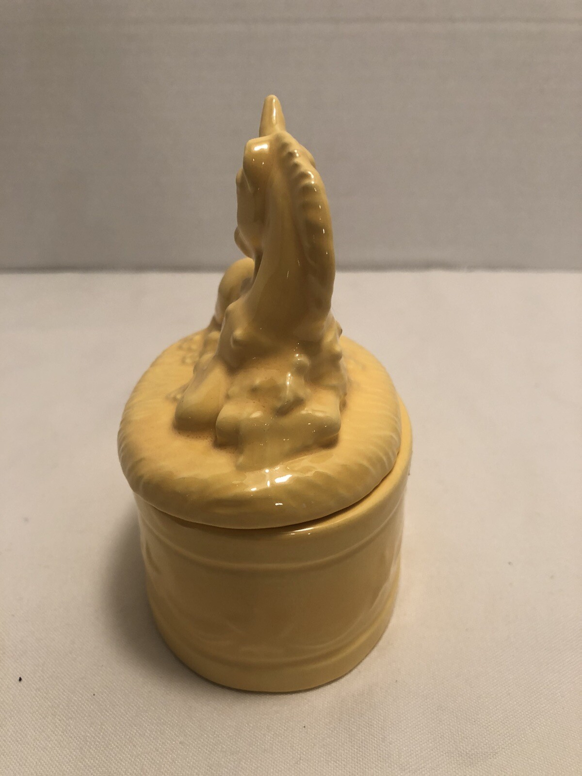 4.5” Ceramic Yellow Unicorn Trinket Box
