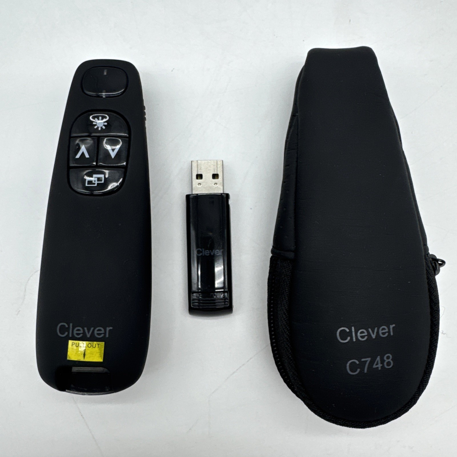 Clever C748 Wireless Presenter Remote Control Presentation USB Dongle Case Laser