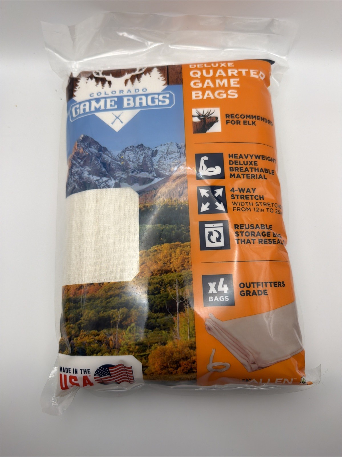 4-Pack ALLEN Colorado Deluxe Quarter Game Bags for Elk Hunting 12” x 35” - NEW!