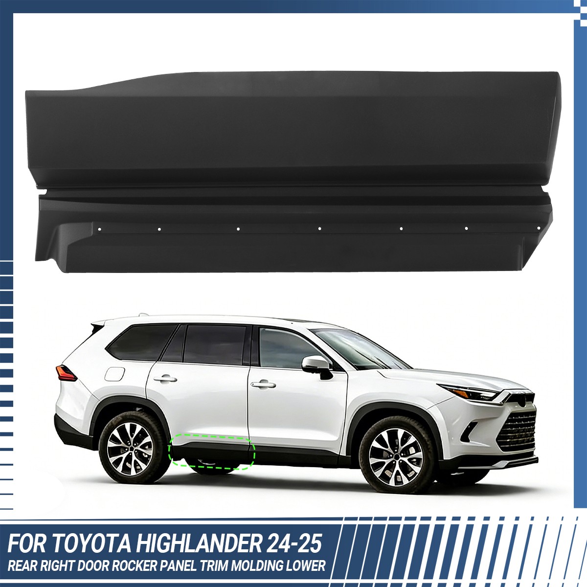 Door Lower Molding Trim Rear Right With Buckle For 2024-2025 Toyota Highlander
