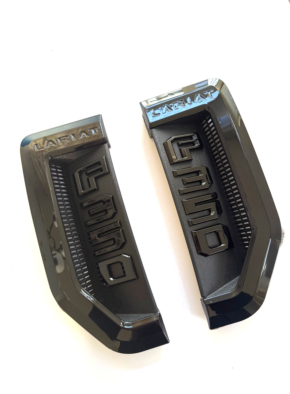 2017-2022 FORD FENDER F350 LARIAT BLACKOUT NAMEPLATE SIDE BADGES (L/R) PAIR