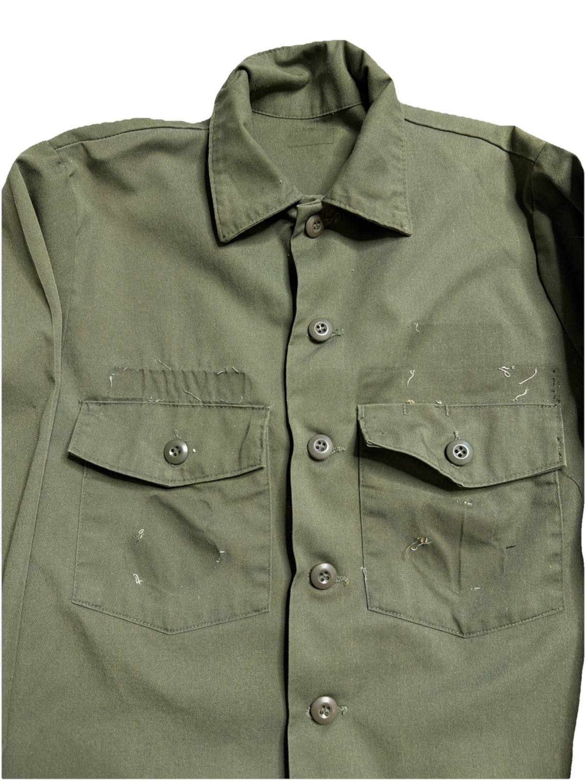 1980s Military Shirt OG 507 Green Medium 80s Long Sleeve
