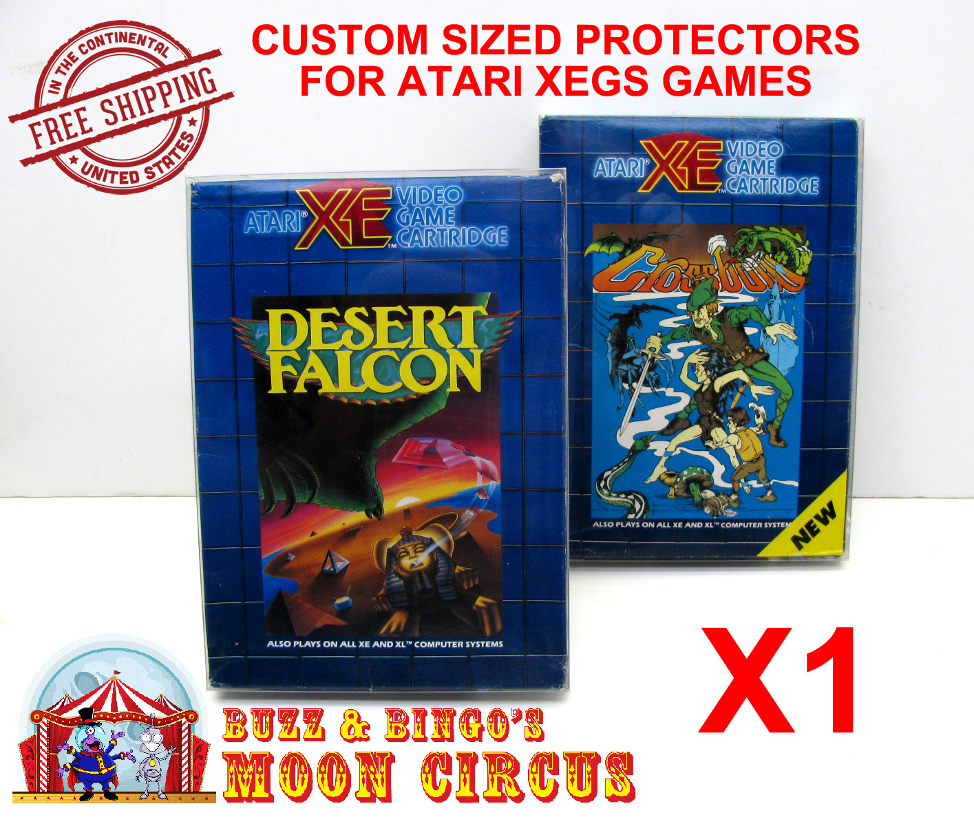 1x CLEAR PLASTIC PROTECTIVE BOX SLEEVE FOR ATARI XEGS CIB GAME BOXES