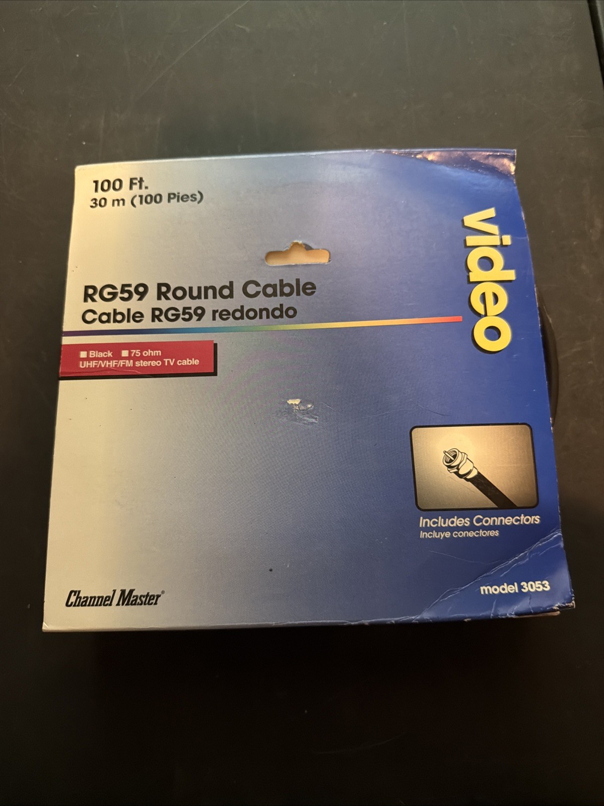 BRAND NEW O/S CHANNEL MASTER 3053 RG59 Coaxial Cable 100 ft Coax Black FREE SHIP
