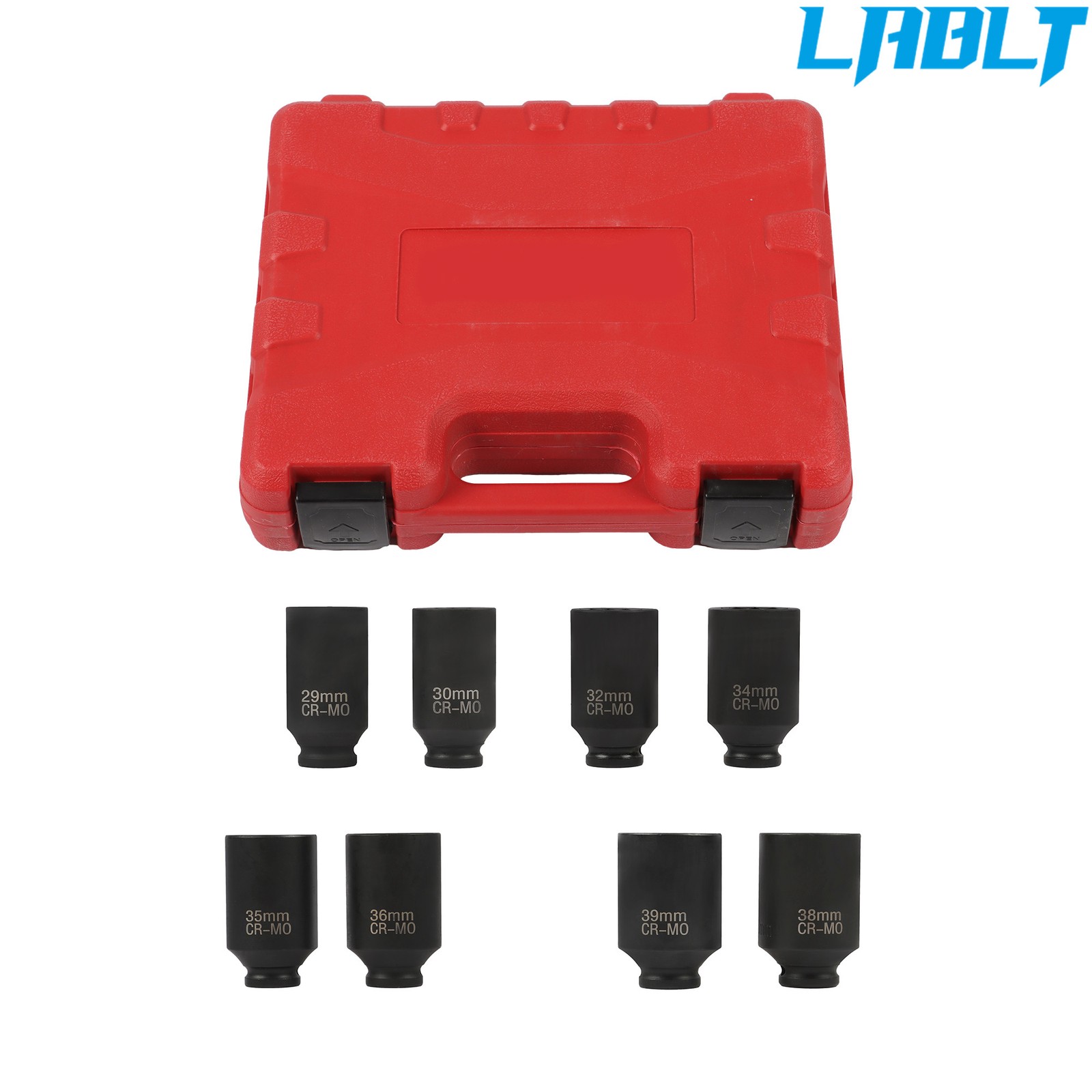 8 pieces 12 Point 1/2'' Drive Deep Spindle Axle Nut Impact Socket Set 29mm-39mm