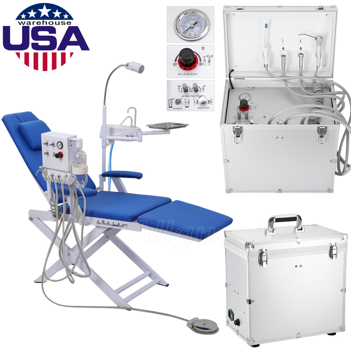 Unidad de entrega dental portatil compresor de aire succión/silla turbina 4 Hole