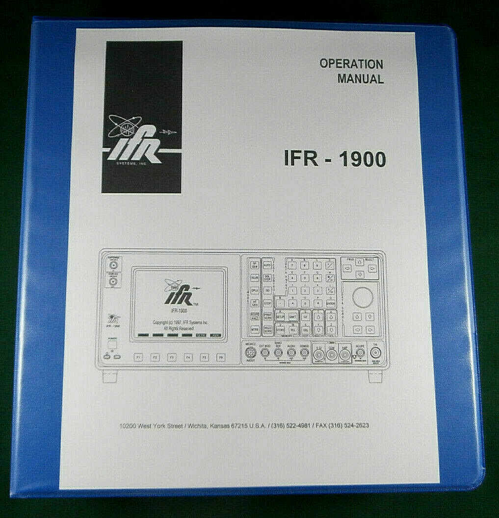 IFR-1900 Communications Monitor Operations Manual: Three Ring Binder - 654 pages